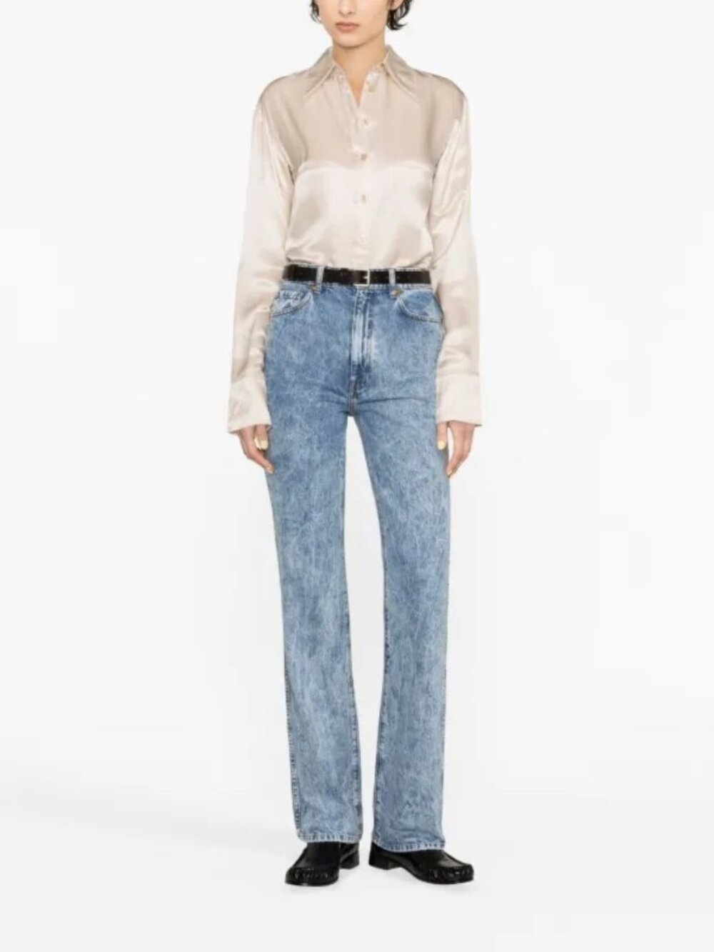 Khaite Daniella High Rise Straight Acid Wash Jeans 27